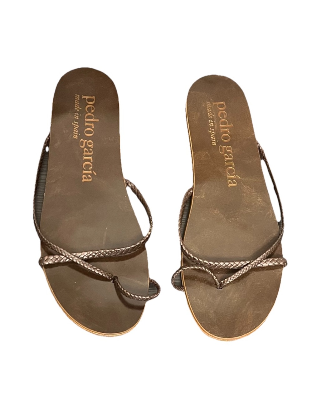 Pedro Garcia Braided Toe Ring Criss Cross Sandal Brown Leather EU 38 Size 8